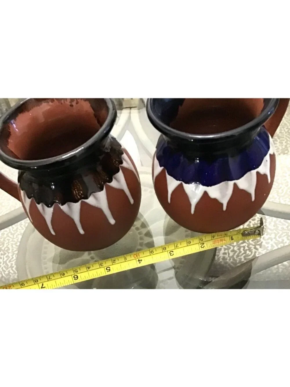 SET OF 2- CERAMIC TERRA COTTA CLAY MEXICAN BARRO COFFEE MUGS